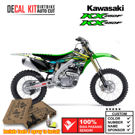Decal Kit Sticker Supermoto Dirtbike Kawasaki Kx 250-450 F Black 02 Graphic Decals Motocross