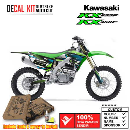 Decal Kit Sticker Supermoto Dirtbike Kawasaki Kx 250-450 F Black Green 01 Graphic Decals Motocross