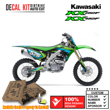 Decal Kit Sticker Supermoto Dirtbike Kawasaki Kx 250-450 F Black Green 02 Graphic Decals Motocross