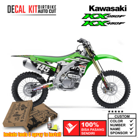 Decal Kit Sticker Supermoto Dirtbike Kawasaki Kx 250-450 F Black Green 06 Graphic Decals Motocross