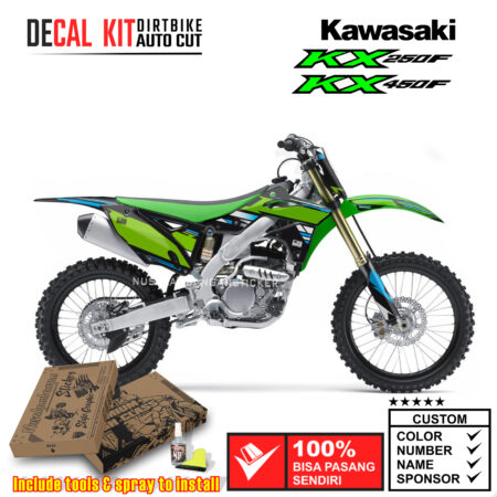 Decal Kit Sticker Supermoto Dirtbike Kawasaki Kx 250-450 F Black Green 10 Graphic Decals Motocross