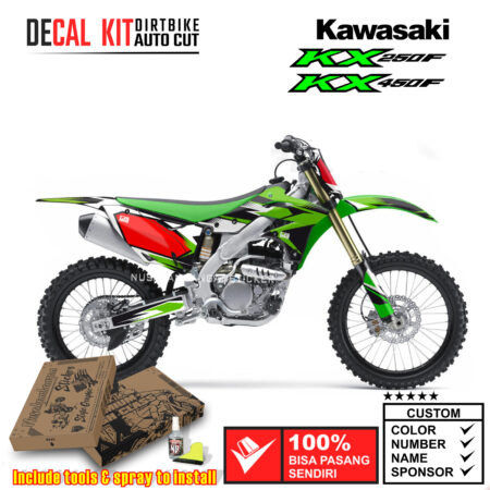 Decal Kit Sticker Supermoto Dirtbike Kawasaki Kx 250-450 F Black Green 11 Graphic Decals Motocross
