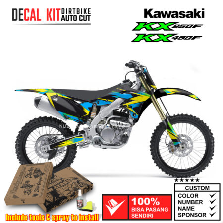 Decal Kit Sticker Supermoto Dirtbike Kawasaki Kx 250-450 F Black Yelow Graphic Decals Motocross
