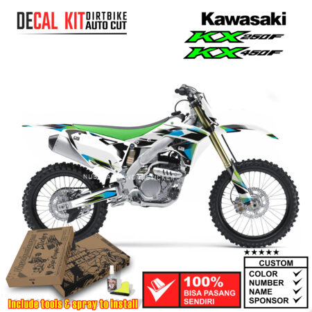 Decal Kit Sticker Supermoto Dirtbike Kawasaki Kx 250-450 F White Graphic Decals Motocross