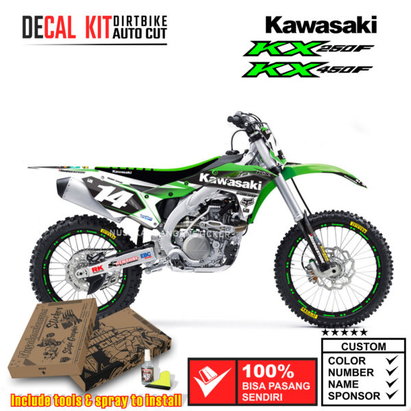 Decal Kit Sticker Supermoto Dirtbike Kawasaki Kx 250-450 F White Green Graphic Decals Motocross 2017