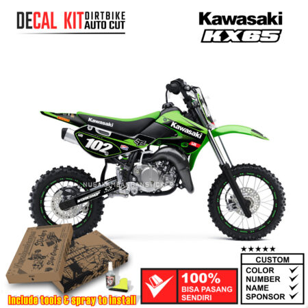 Decal Kit Sticker Supermoto Dirtbike Kawasaki Kx 65 Black Green 01 Graphic Decals Motocross