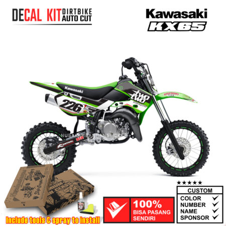 Decal Kit Sticker Supermoto Dirtbike Kawasaki Kx 65 Black Green 02 Graphic Decals Motocross