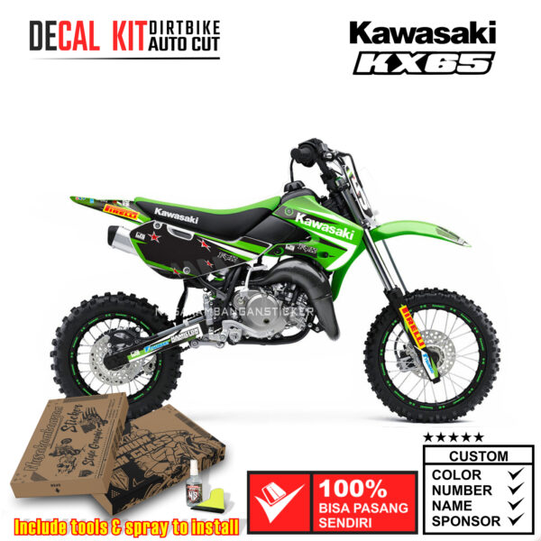 Decal Kit Sticker Supermoto Dirtbike Kawasaki Kx 65 Green 01 Graphic Decals Motocross