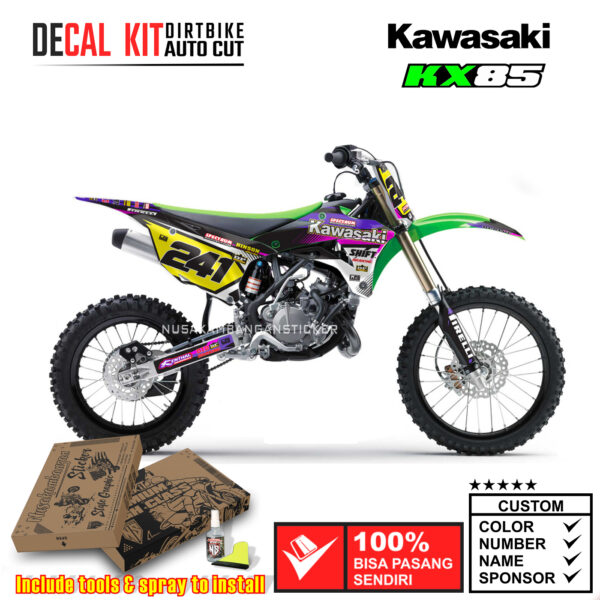 Decal Kit Sticker Supermoto Dirtbike Kawasaki Kx 85-100 Black 02 Graphic Decals Motocross