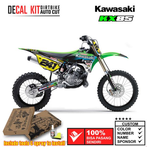 Decal Kit Sticker Supermoto Dirtbike Kawasaki Kx 85-100 Black 03 Graphic Decals Motocross