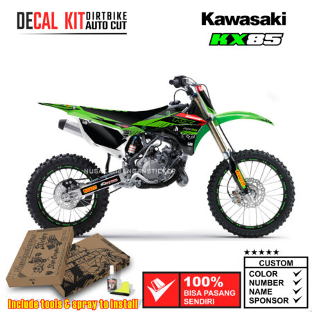 Decal Kit Sticker Supermoto Dirtbike Kawasaki Kx 85-100 Black Green 01 Graphic Decals Motocross