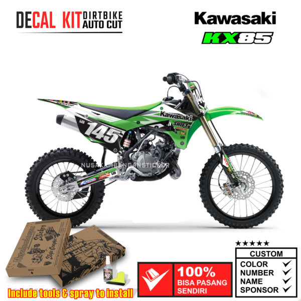 Decal Kit Sticker Supermoto Dirtbike Kawasaki Kx 85-100 Black Green 02 Graphic Decals Motocross