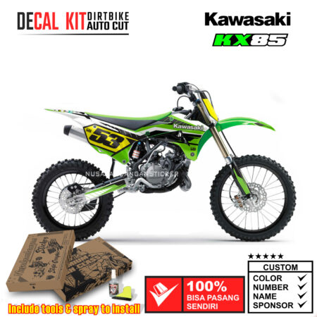 Decal Kit Sticker Supermoto Dirtbike Kawasaki Kx 85-100 Black Green 03 Graphic Decals Motocross