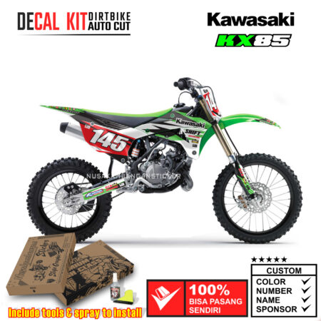 Decal Kit Sticker Supermoto Dirtbike Kawasaki Kx 85-100 White Green 01 Graphic Decals Motocross