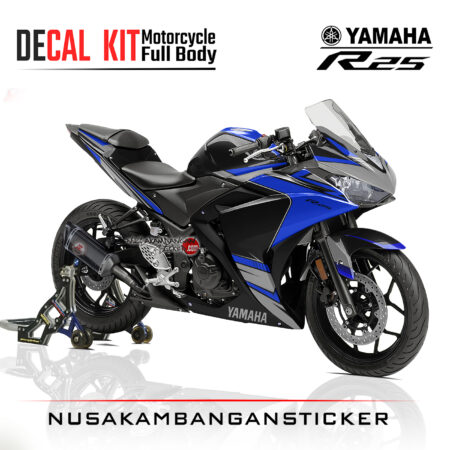 Decal Kit Sticker Yamaha R25 Black Blue Graphic Stiker Full Body
