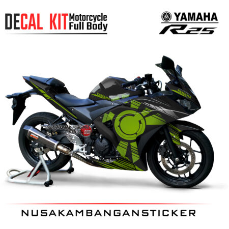 Decal Kit Sticker Yamaha R25 Black Green Stiker Full Body