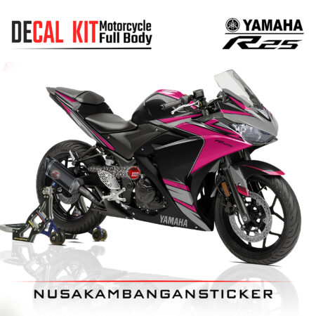 Decal Kit Sticker Yamaha R25 Black Pink Graphic Stiker Full Body