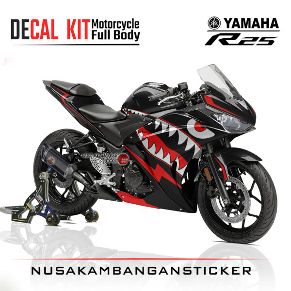 Decal Kit Sticker Yamaha R25 Black Shark 03 Stiker Full Body