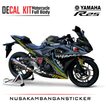 Decal Kit Sticker Yamaha R25 Black Shark Stiker Full Body