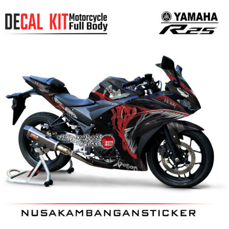 Decal Kit Sticker Yamaha R25 Black Venom Stiker Full Body
