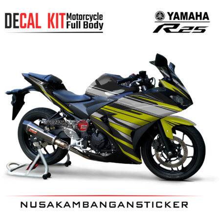 Decal Kit Sticker Yamaha R25 Black White Yelow Fluo Graphic Stiker Full Body