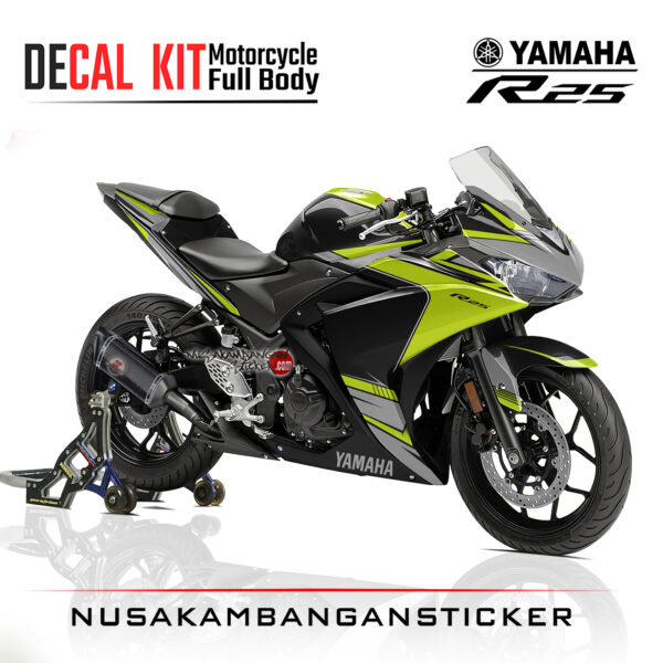 Decal Kit Sticker Yamaha R25 Black Yelow Fluo 02 Graphic Stiker Full Body