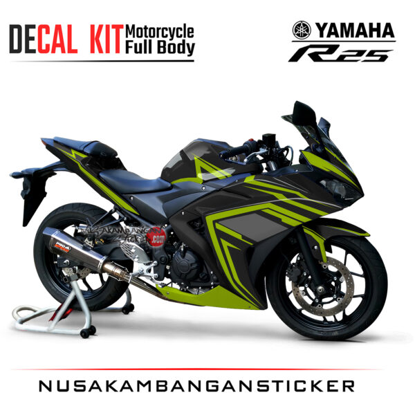 Decal Kit Sticker Yamaha R25 Black Yelow Fluo Graphic Stiker Full Body