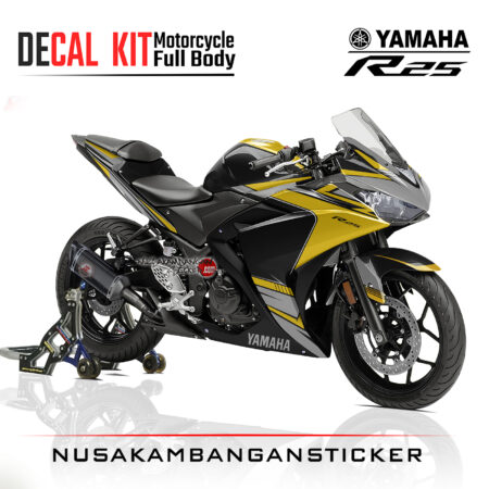 Decal Kit Sticker Yamaha R25 Black Yelow Graphic Stiker Full Body