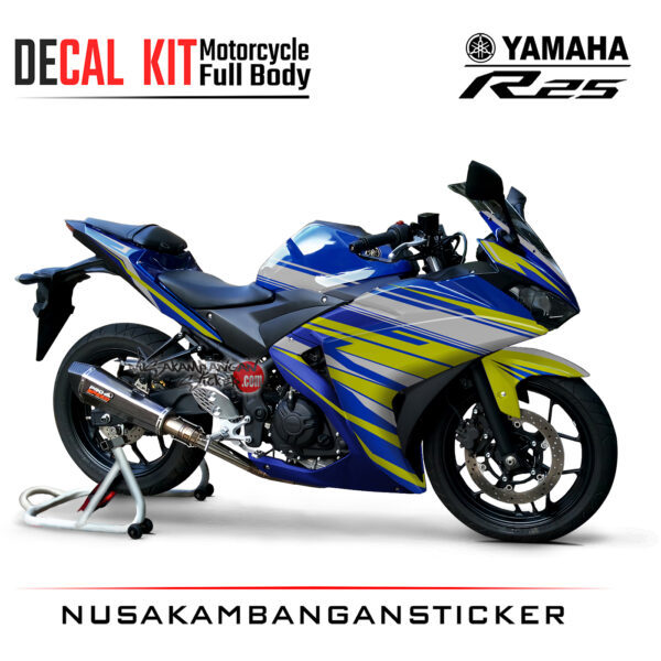 Decal Kit Sticker Yamaha R25 Blue White Yelow Fluo Graphic Stiker Full Body