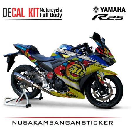 Decal Kit Sticker Yamaha R25 Spesial Edition Rossi 46 Biru Stiker Full Body