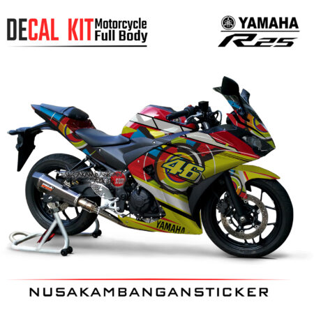 Decal Kit Sticker Yamaha R25 Spesial Edition Rossi 46 Merah Stiker Full Body