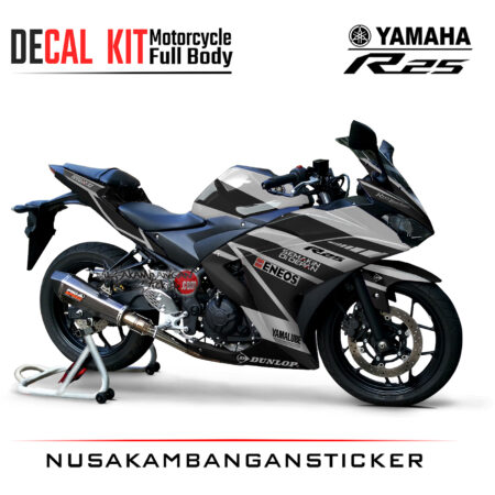 Decal Kit Sticker Yamaha R25 White Black Stiker Full Body