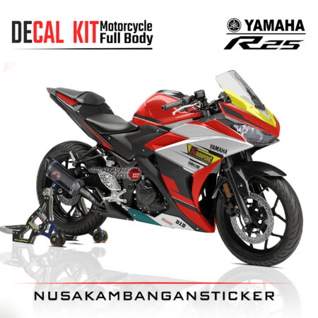 Decal Kit Sticker Yamaha R25 White Red Carbon 02 Stiker Full Body