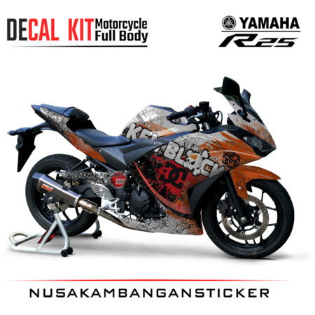 Decal Kit Sticker Yamaha R25 White orens Kenblok! Stiker Full Body