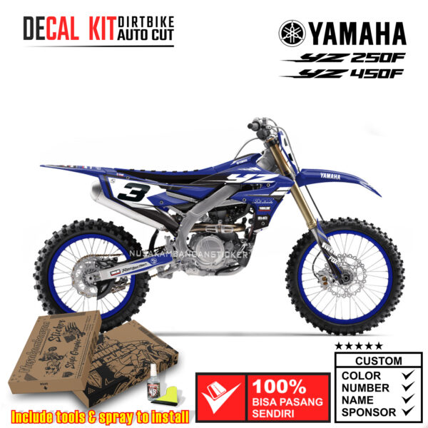 Decal Kit Sticker Yamaha YZ 250-450 F Supermoto Dirtbike Graphic Blue 01 Motocross Decals