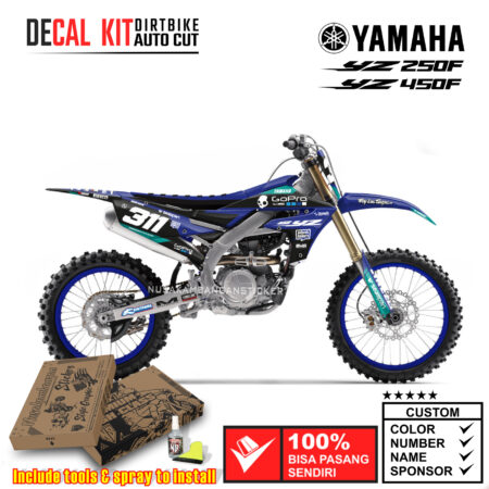 Decal Kit Sticker Yamaha YZ 250-450 F Supermoto Dirtbike Graphic Blue 04 Motocross Decals