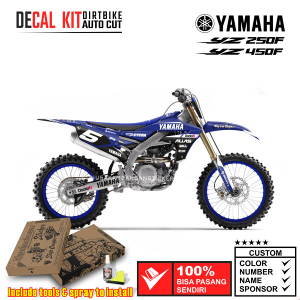 Decal Kit Sticker Yamaha YZ 250-450 F Supermoto Dirtbike Graphic Blue 13 Motocross Decals