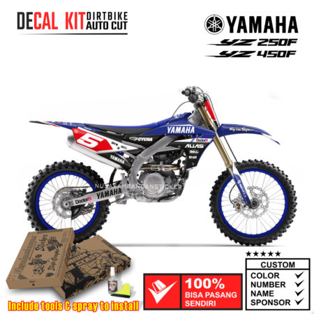 Decal Kit Sticker Yamaha YZ 250-450 F Supermoto Dirtbike Graphic Blue 15 Motocross Decals
