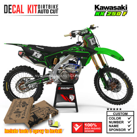 Decal Kit Supermoto Dirtbike KX 250 Black Street 01 Kawasaki Graphic Motocross