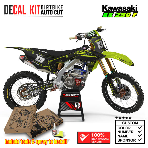 Decal Kit Supermoto Dirtbike KX 250 Black Street 02 Kawasaki Graphic Motocross