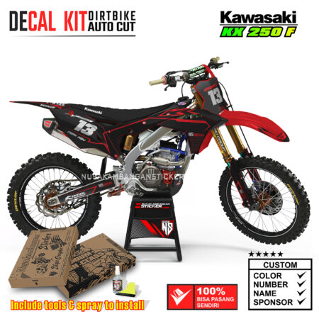 Decal Kit Supermoto Dirtbike KX 250 Black Street 03 Kawasaki Graphic Motocross