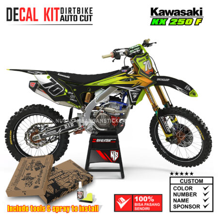 Decal Kit Supermoto Dirtbike KX 250 Black Teal 02 Kawasaki Graphic Motocross