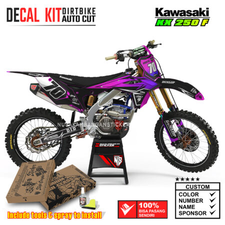 Decal Kit Supermoto Dirtbike KX 250 Black Teal 04 Kawasaki Graphic Motocross