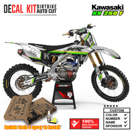Decal Kit Supermoto Dirtbike KX 250 Fighter 03 White Kawasaki Graphic Motocross