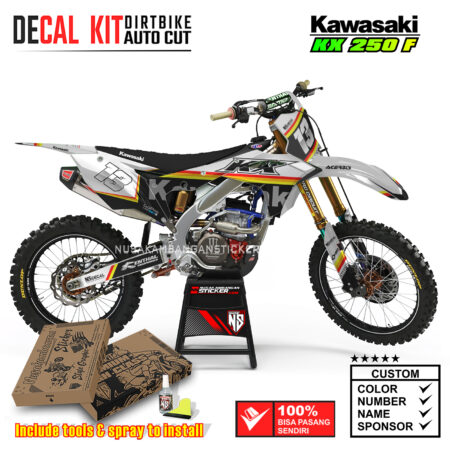 Decal Kit Supermoto Dirtbike KX 250 Fighter White Kawasaki Graphic Motocross