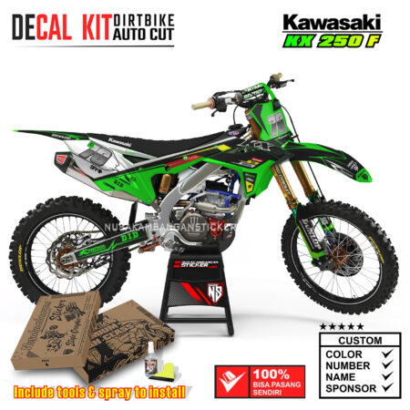 Decal Kit Supermoto Dirtbike KX 250 Green Street 01 Kawasaki Graphic Motocross