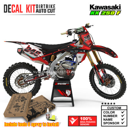 Decal Kit Supermoto Dirtbike KX 250 Red Sprint Kawasaki Graphic Motocross