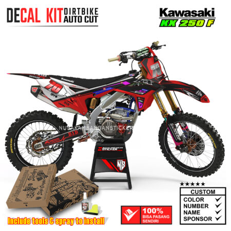 Decal Kit Supermoto Dirtbike KX 250 Red Street Kawasaki Graphic Motocross