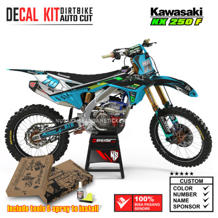Decal Kit Supermoto Dirtbike KX 250 Street Blue Kawasaki Graphic Motocross