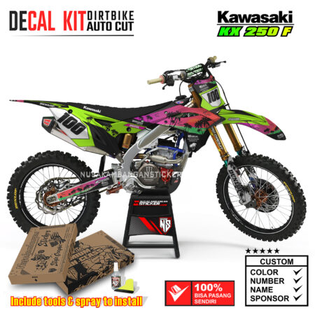 Decal Kit Supermoto Dirtbike KX 250 Sunset 4 Kawasaki Graphic Motocross